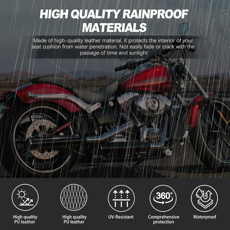 DREAMIZER Black Pillion Passenger Pad Seat Universal Motorcycle Solo Seat Rear Cushion 8 Suction Cups Compatible with Harley Davidson Sportster XL 883 1200 Forty Eight Dyna Chopper Bobber Custom - Image 4